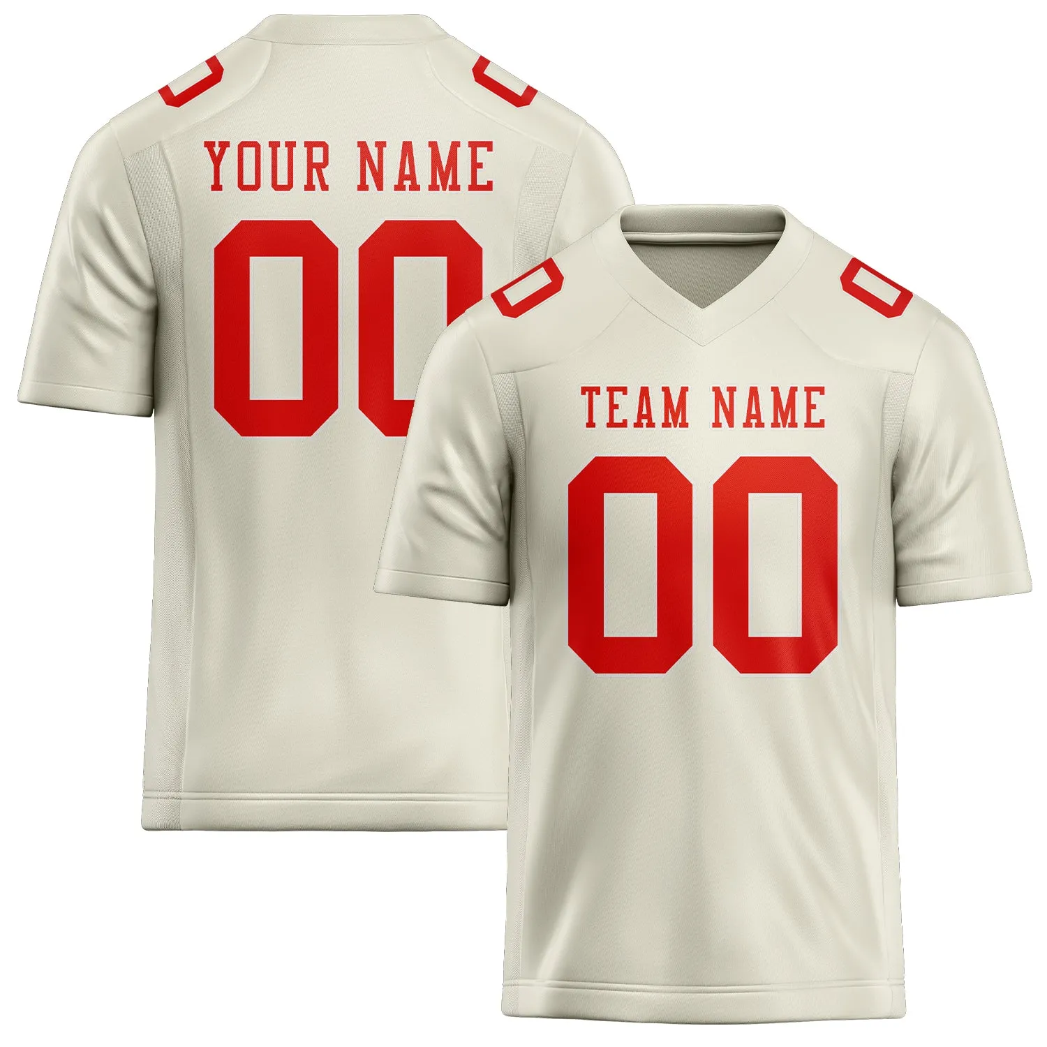 Custom Cream Orange Red Football Jersey sold by Tailorly