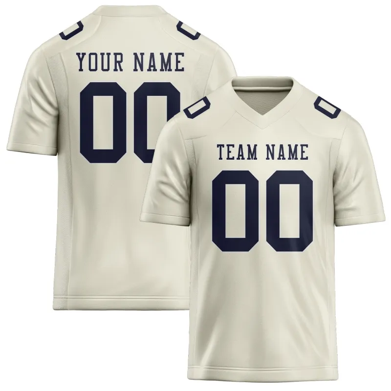 Custom Cream Navy Football Jersey made by Tailorly