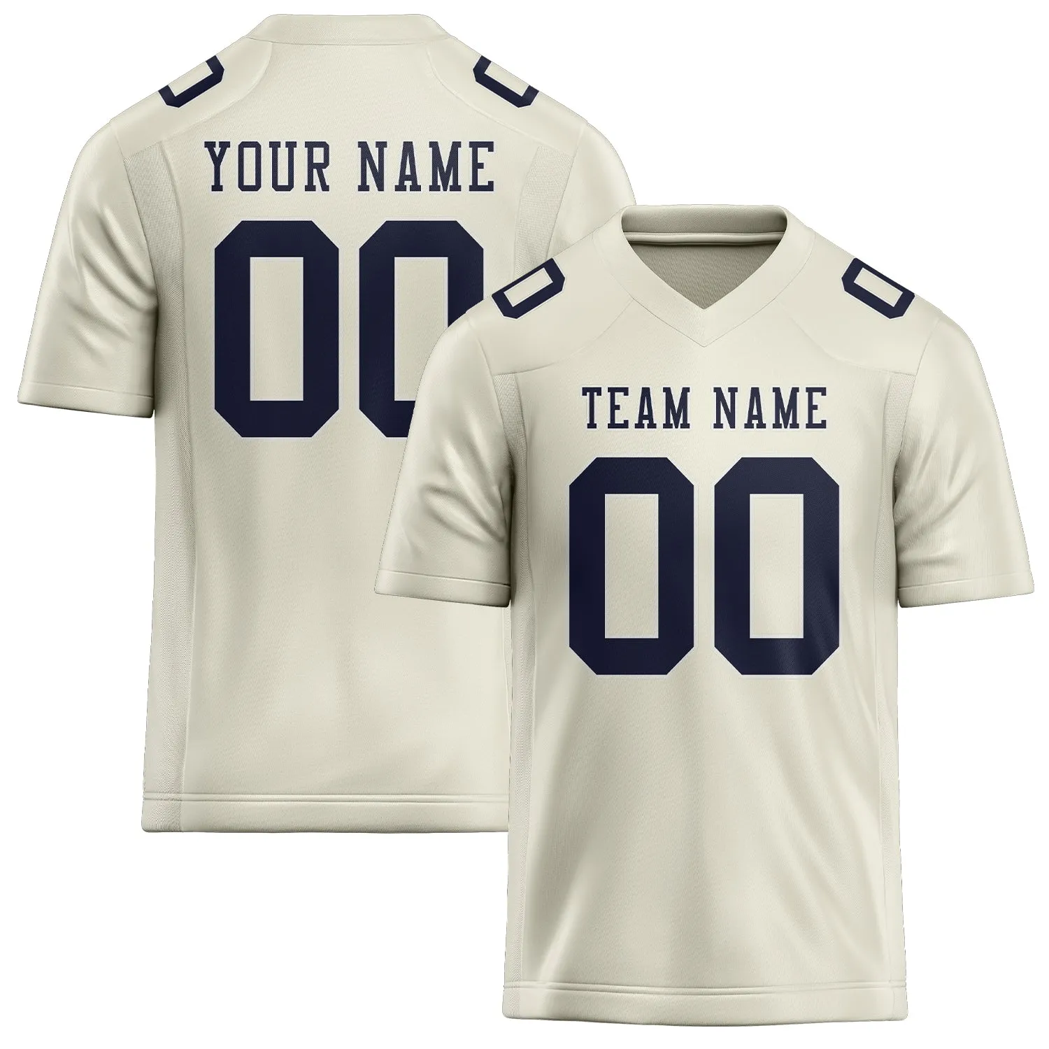 Custom Cream Navy Football Jersey sold by Tailorly