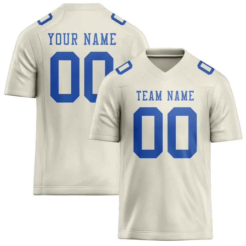 Custom Cream Sky Blue Football Jersey made by Tailorly