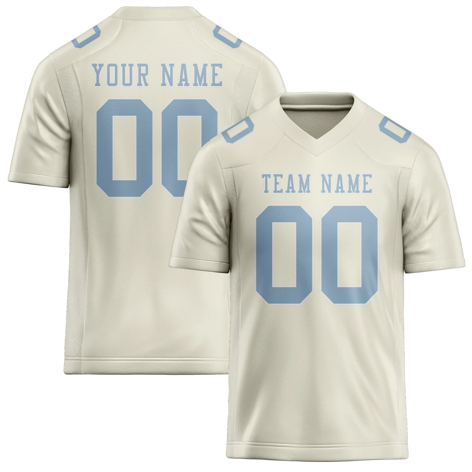 Custom Cream Light Blue Football Jersey sold by Tailorly