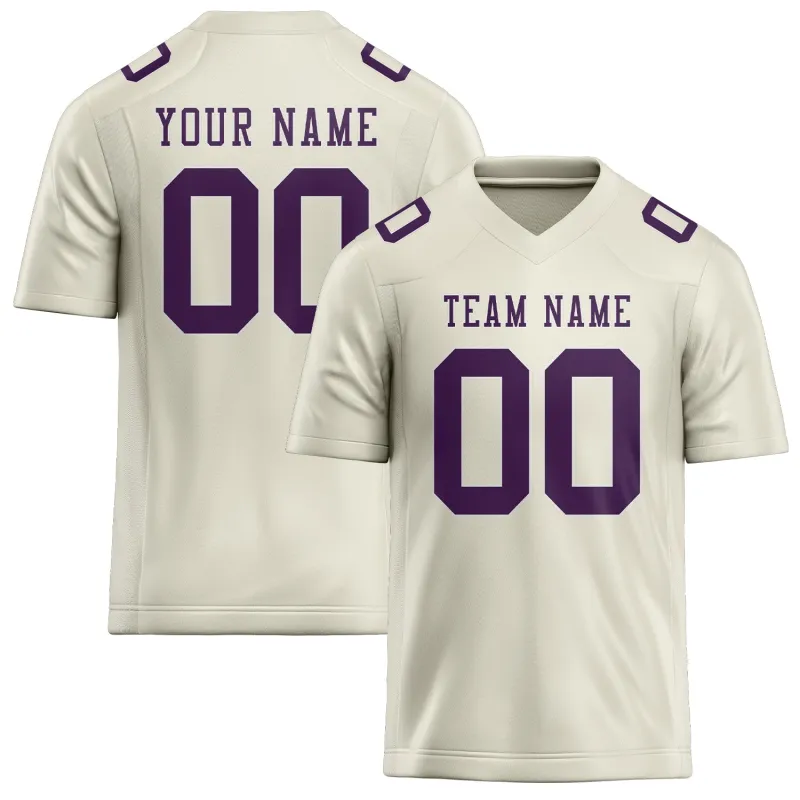 Custom Cream Purple Football Jersey made by Tailorly