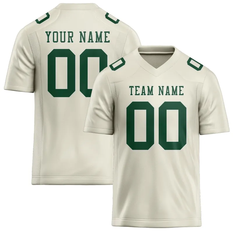 Custom Cream Green Football Jersey made by Tailorly
