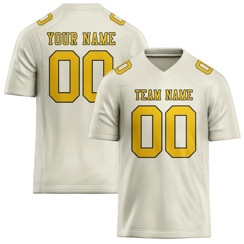 Custom Cream Gold Football Jersey made by Tailorly