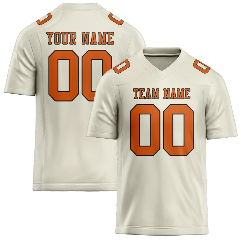 Custom Cream Orange Football Jersey made by Tailorly