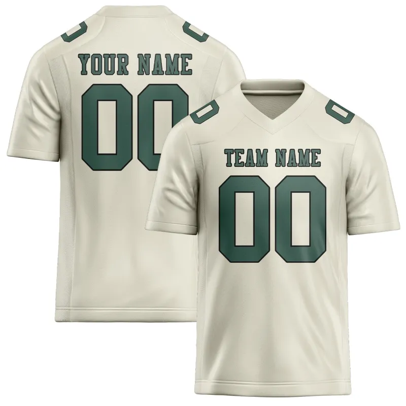 Custom Cream Blue Green Football Jersey made by Tailorly