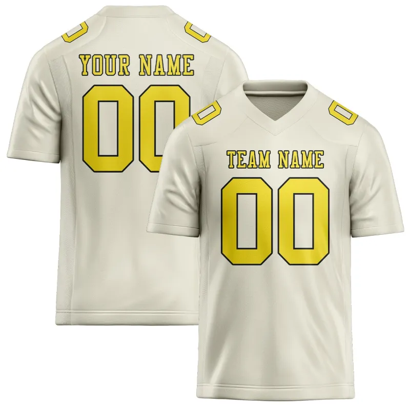 Custom Cream Light Yellow Football Jersey made by Tailorly