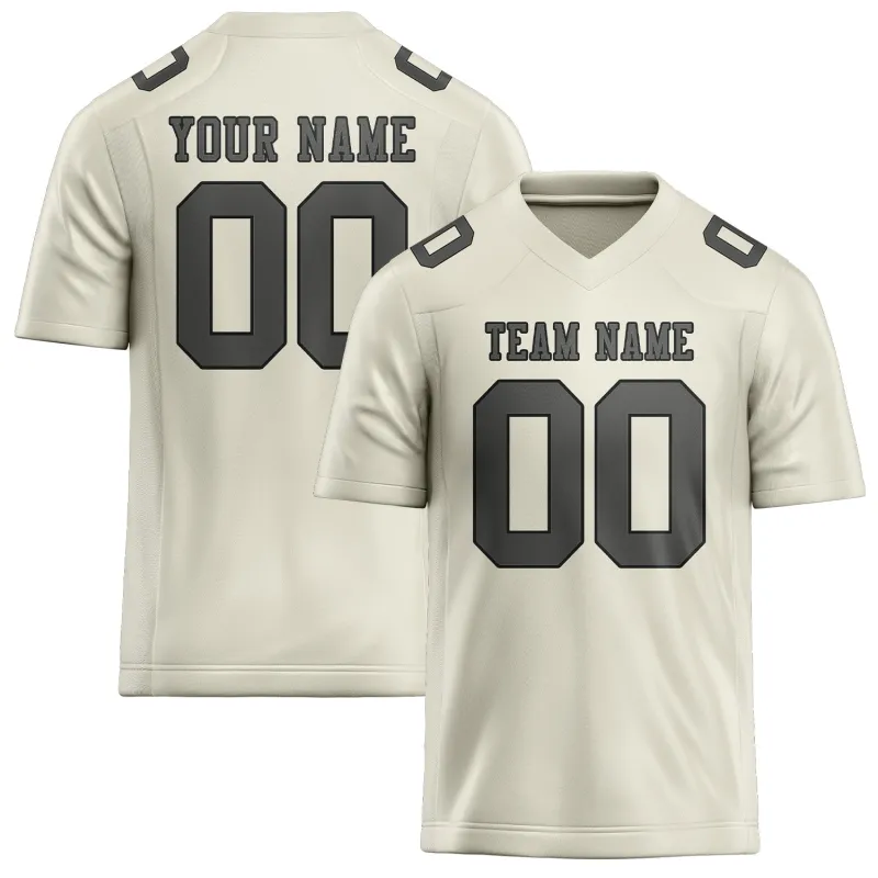 Custom Cream Dark Grey Football Jersey made by Tailorly