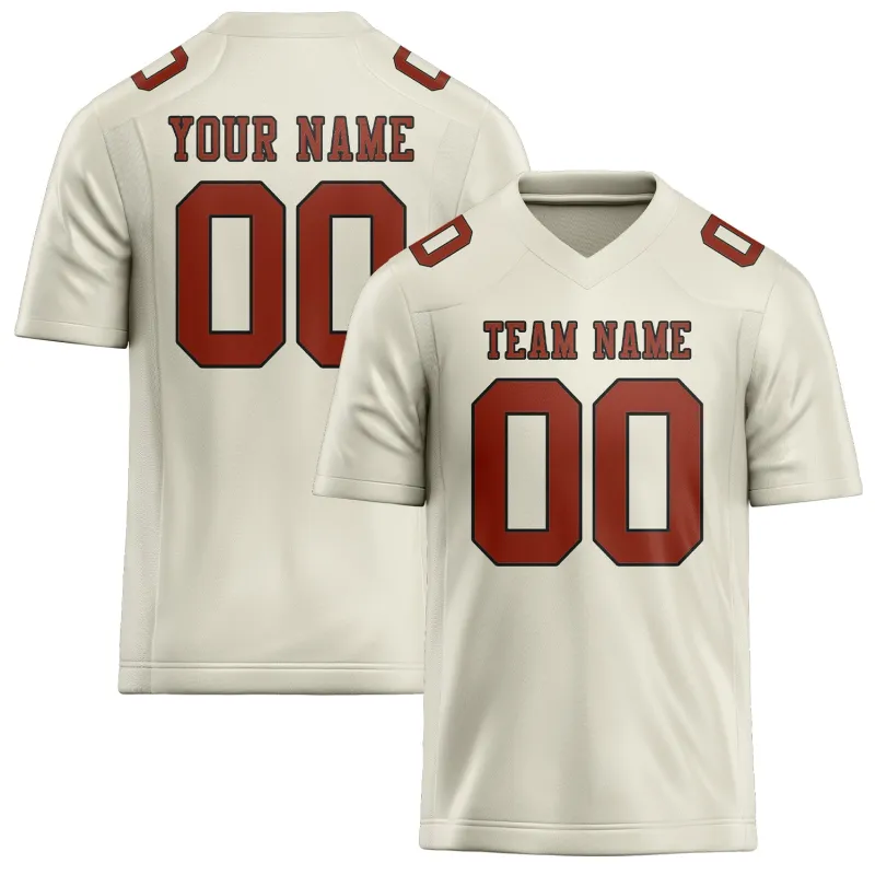 Custom Cream Coral Red Football Jersey made by Tailorly