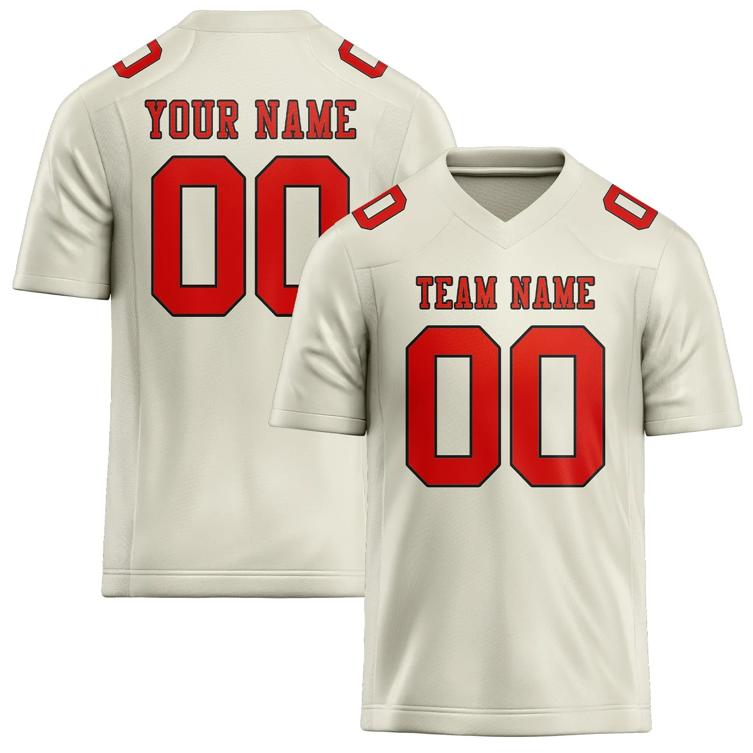 Custom Cream Orange Red Football Jersey sold by Tailorly