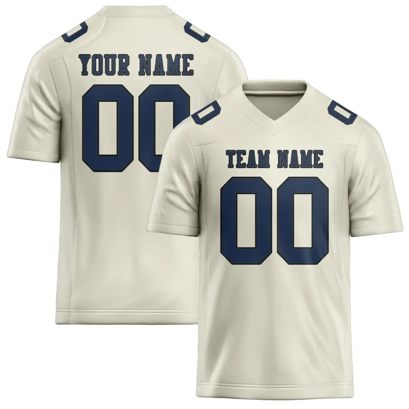 Custom Cream Blue Football Jersey made by Tailorly