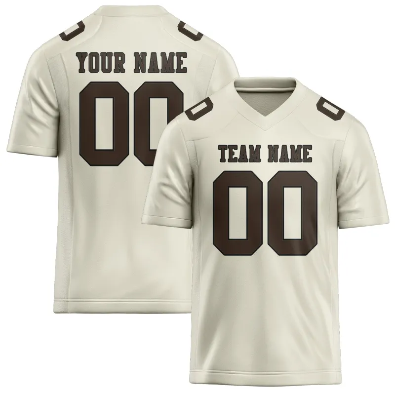 Custom Cream Brown Football Jersey made by Tailorly
