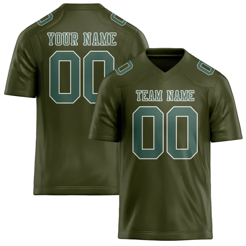 Custom Olive Blue Green Football Jersey made by Tailorly