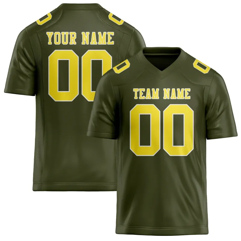 Custom Olive Light Yellow Football Jersey made by Tailorly