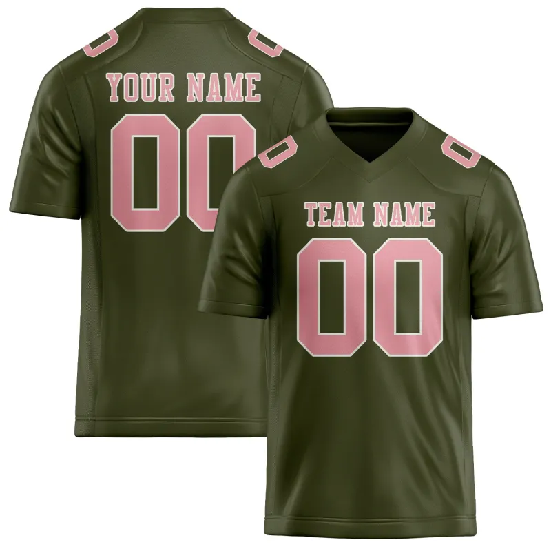 Custom Olive Light Pink Football Jersey made by Tailorly