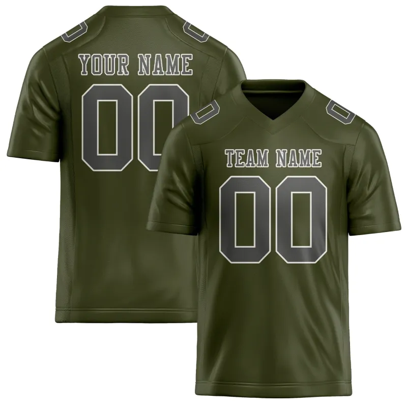 Custom Olive Dark Grey Football Jersey made by Tailorly