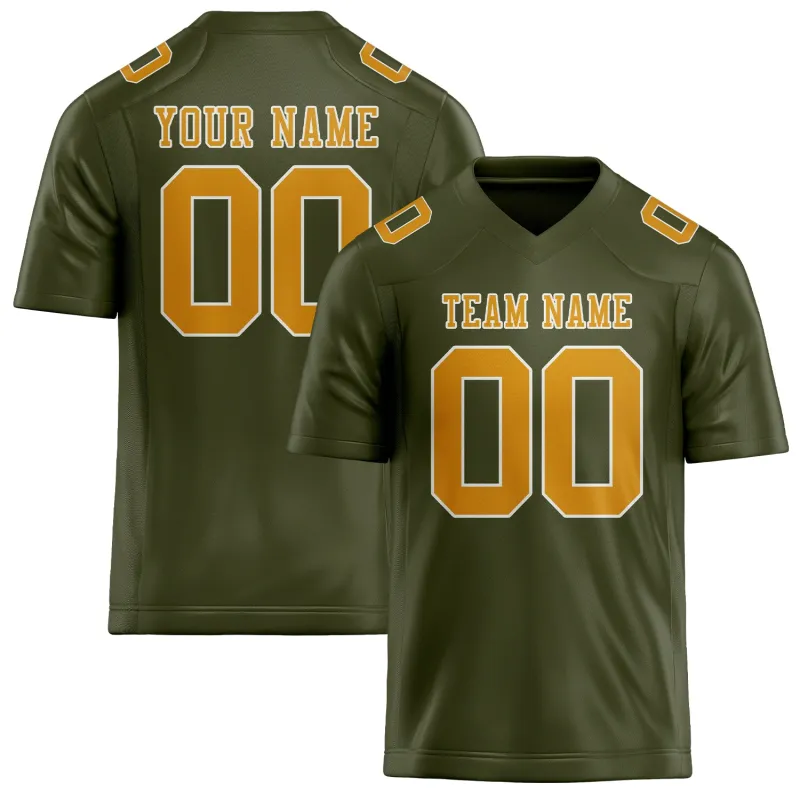 Custom Olive Yellow Football Jersey made by Tailorly