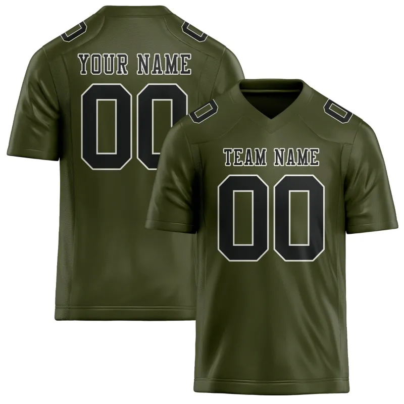 Custom Olive Black Football Jersey made by Tailorly