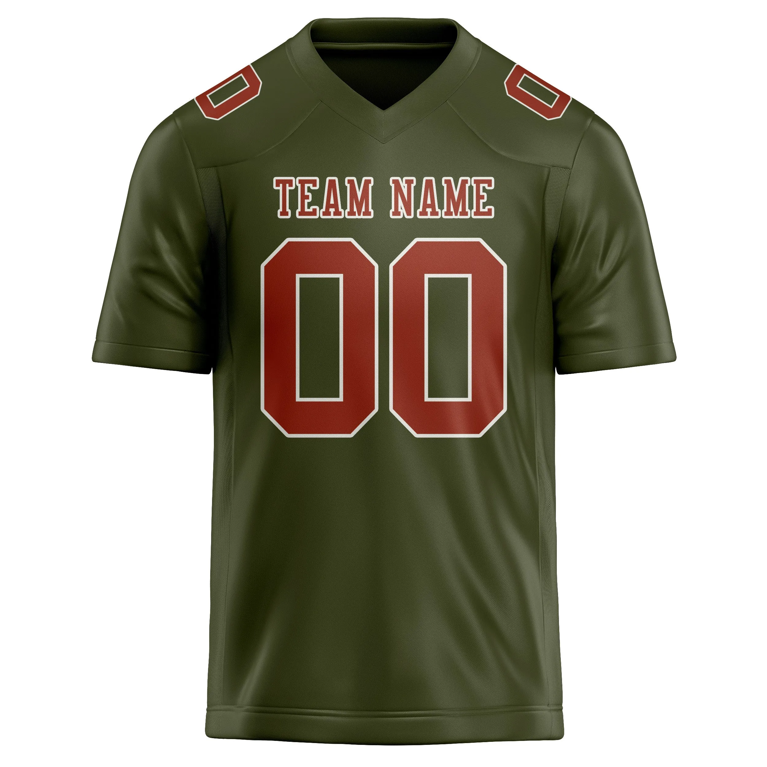 Custom Olive Coral Red Football Jersey sold by Tailorly product image thumbnail 2