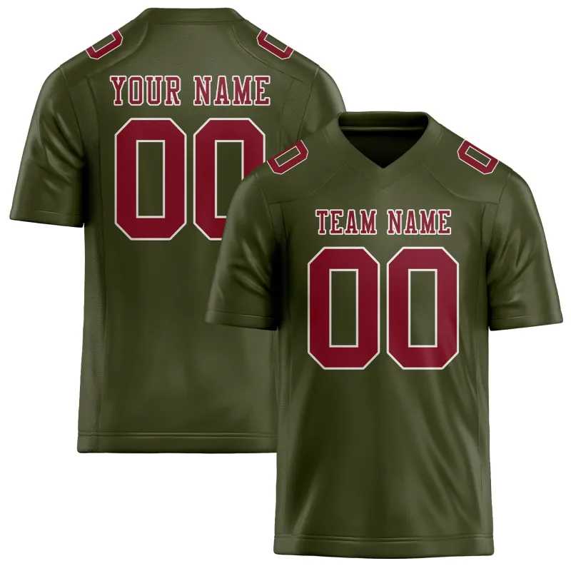 Custom Olive Crimson Red Football Jersey made by Tailorly