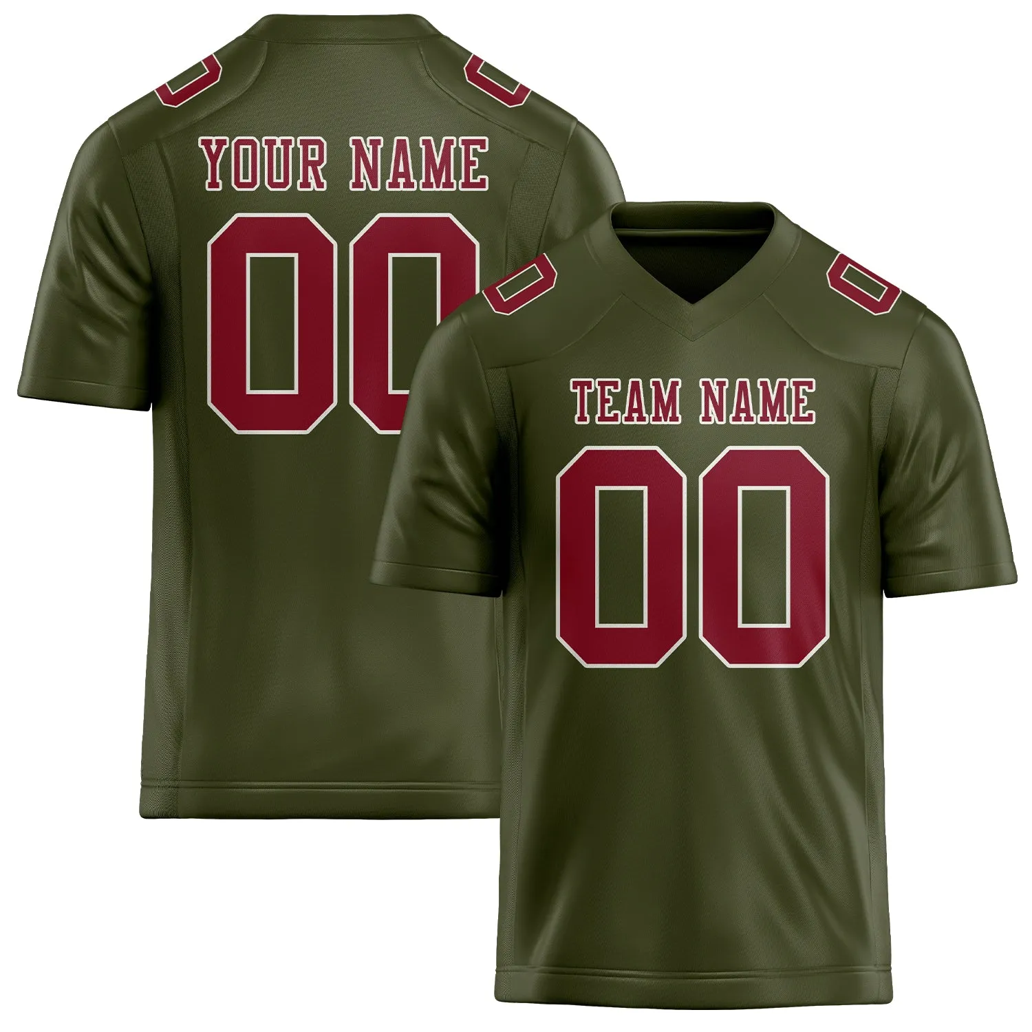 Custom Olive Crimson Red Football Jersey sold by Tailorly
