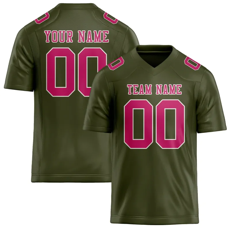 Custom Olive Pink Football Jersey made by Tailorly