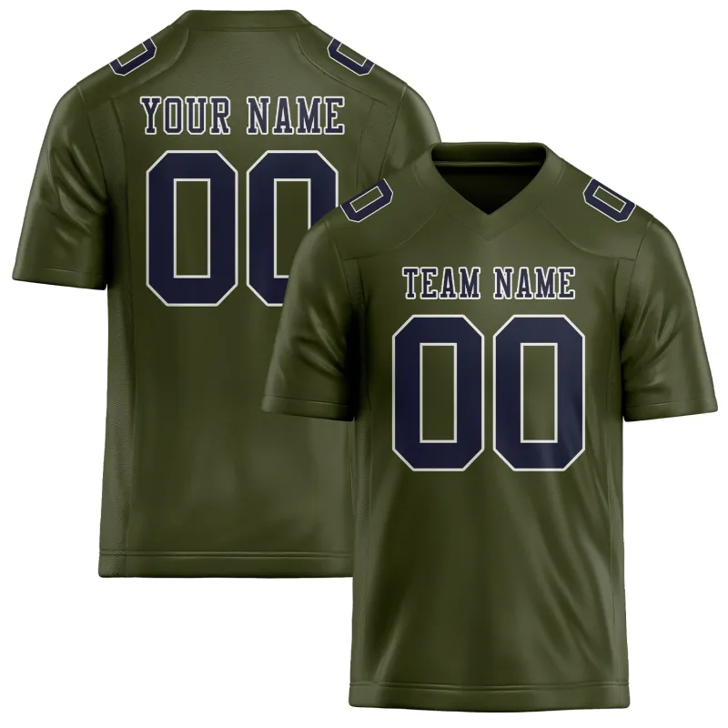 Custom Olive Navy Football Jersey made by Tailorly