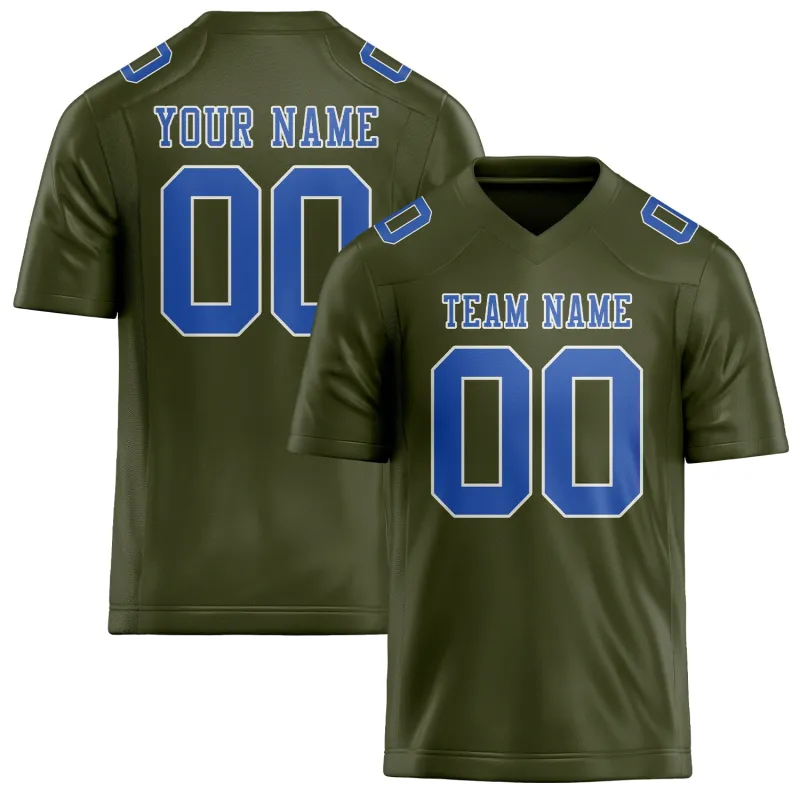 Custom Olive Sky Blue Football Jersey made by Tailorly
