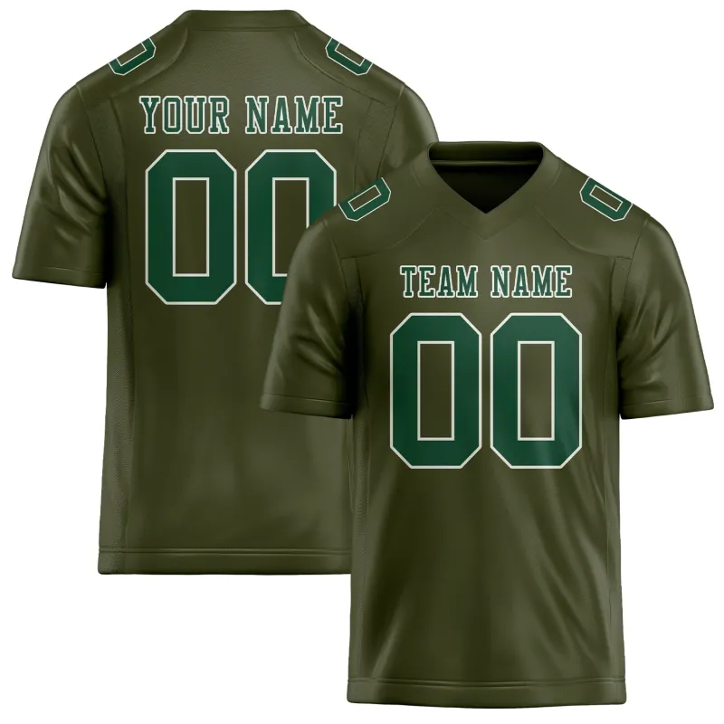 Custom Olive Green Football Jersey made by Tailorly