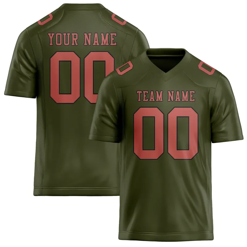 Custom Olive Copper Rose Football Jersey made by Tailorly