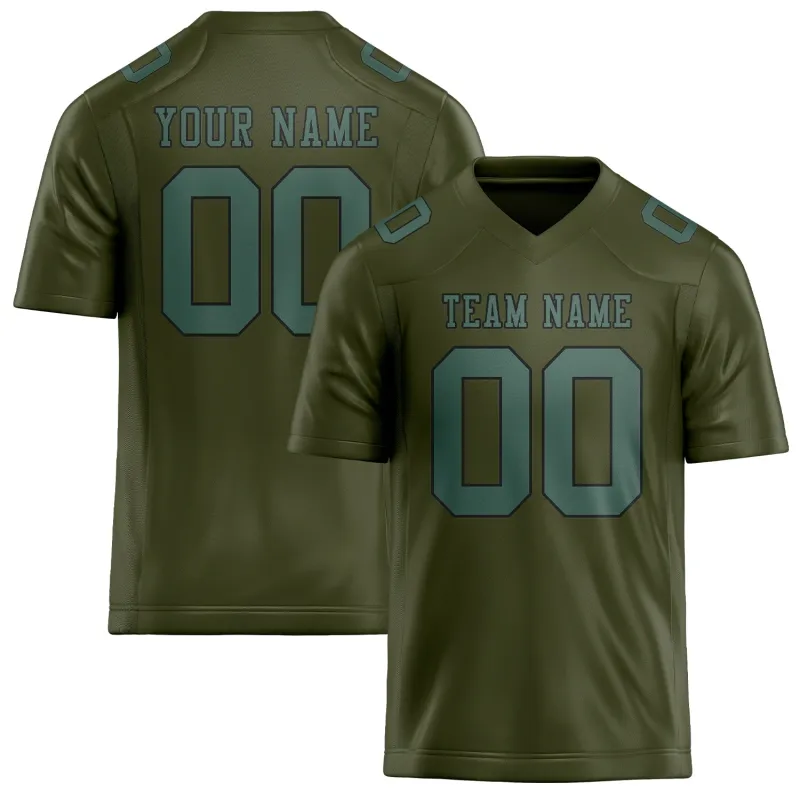 Custom Olive Blue Green Football Jersey made by Tailorly