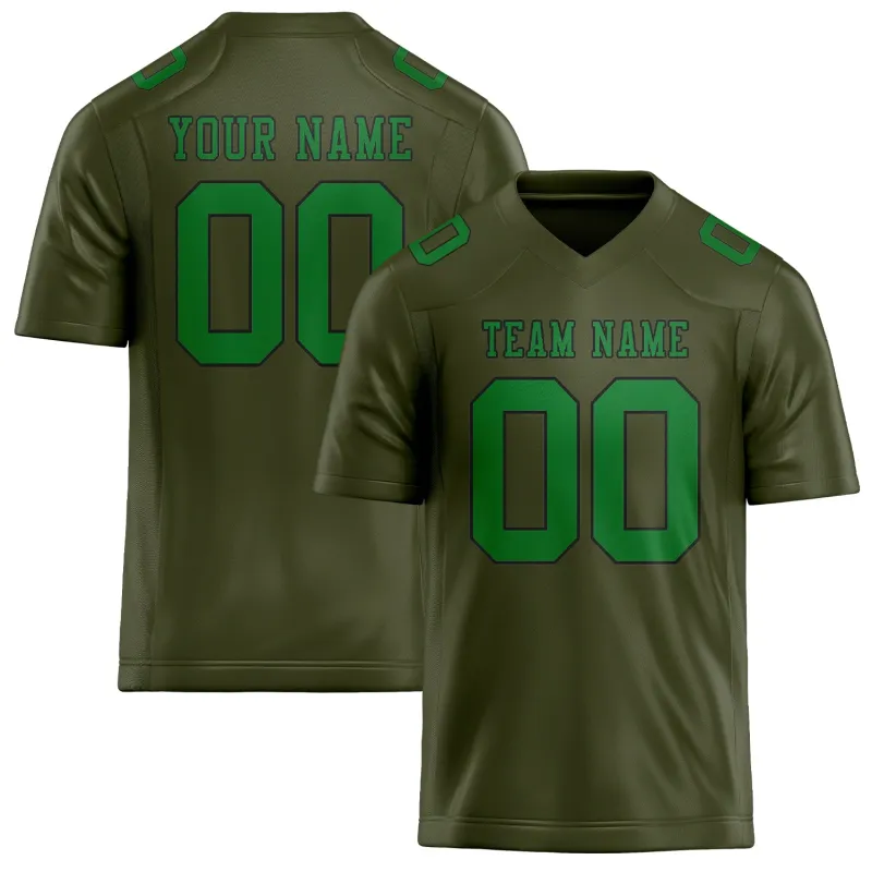 Custom Olive Emerald Green Football Jersey made by Tailorly