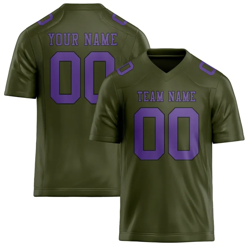 Custom Olive Light Purple Football Jersey made by Tailorly