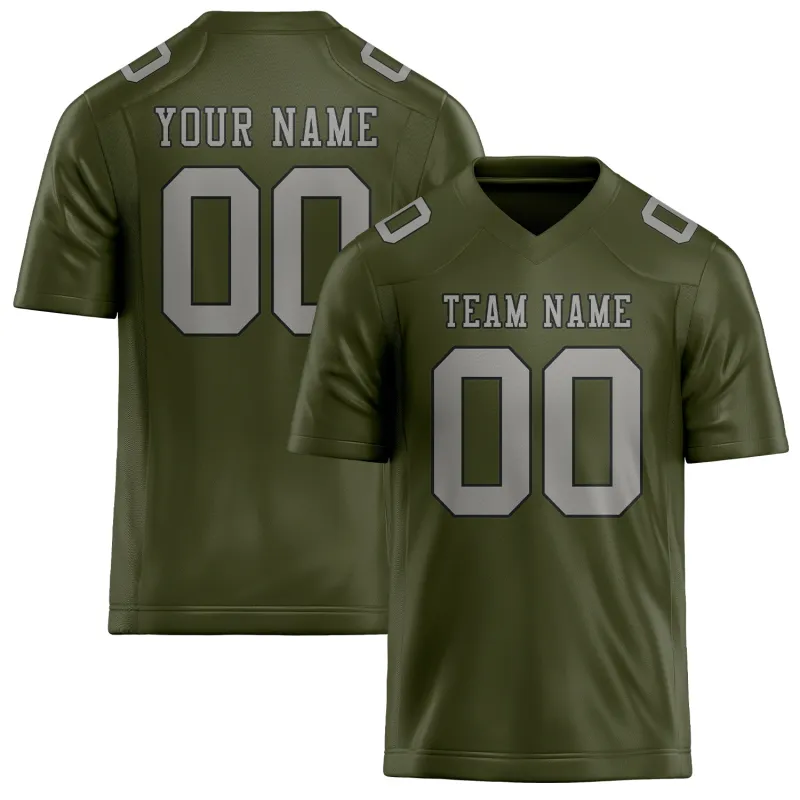 Custom Olive Gray Football Jersey made by Tailorly