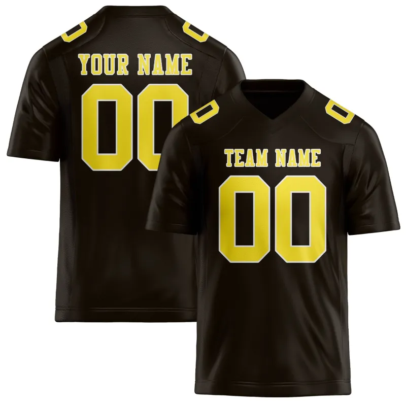 Custom Brown Light Yellow Football Jersey made by Tailorly