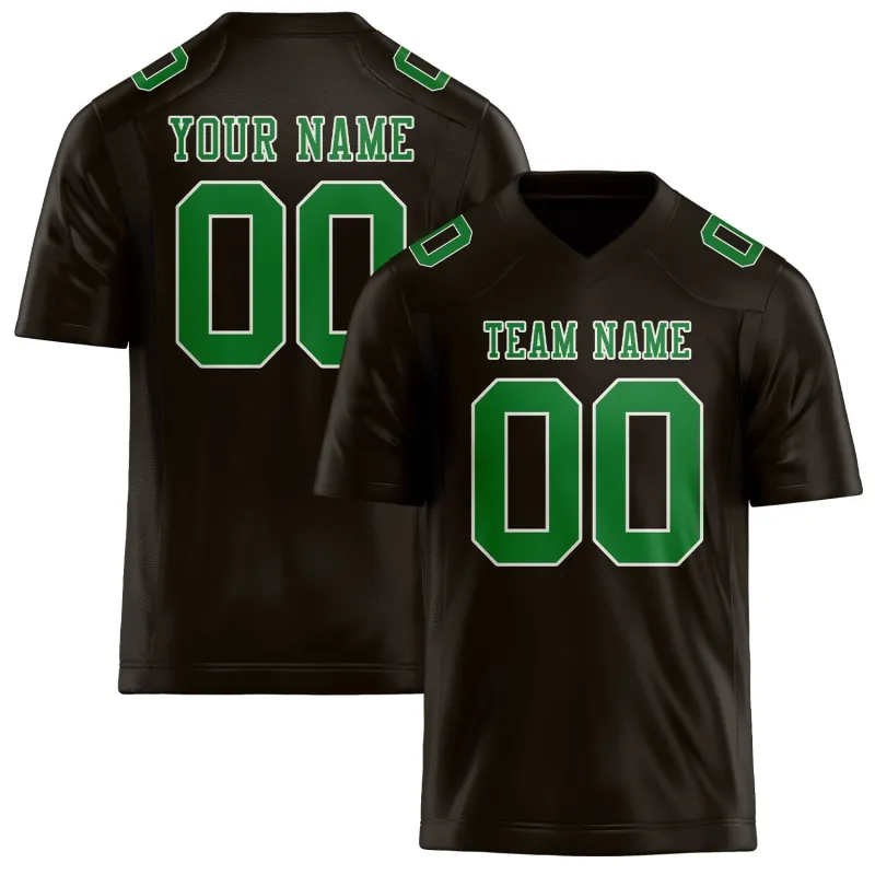 Custom Brown Emerald Green Football Jersey made by Tailorly