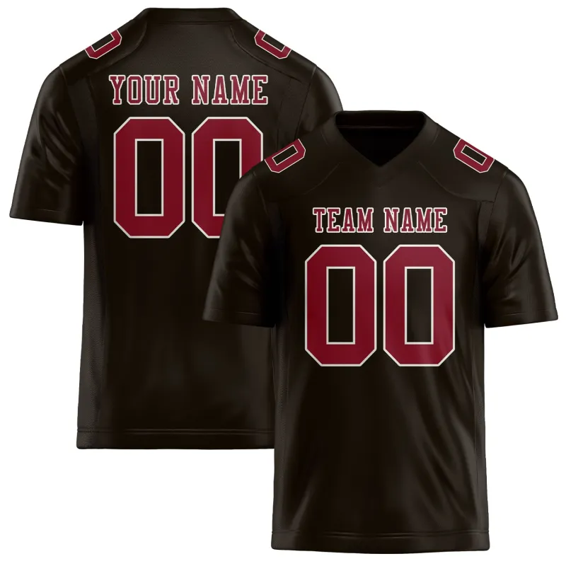 Custom Brown Crimson Red Football Jersey made by Tailorly