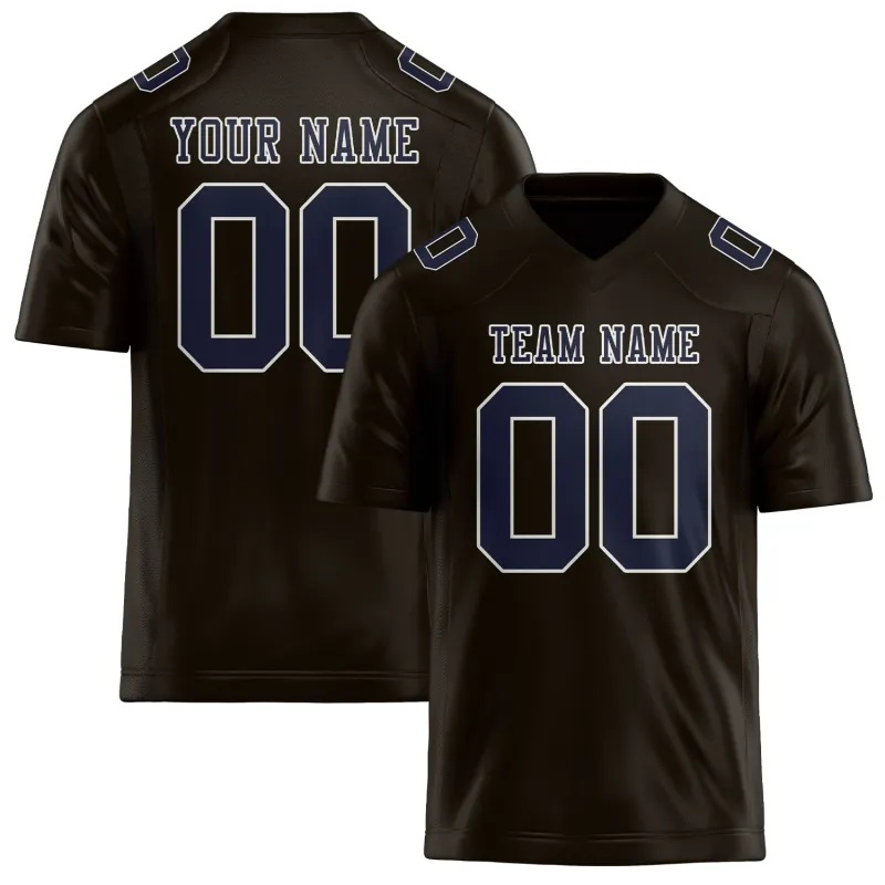 Custom Brown Navy Football Jersey made by Tailorly