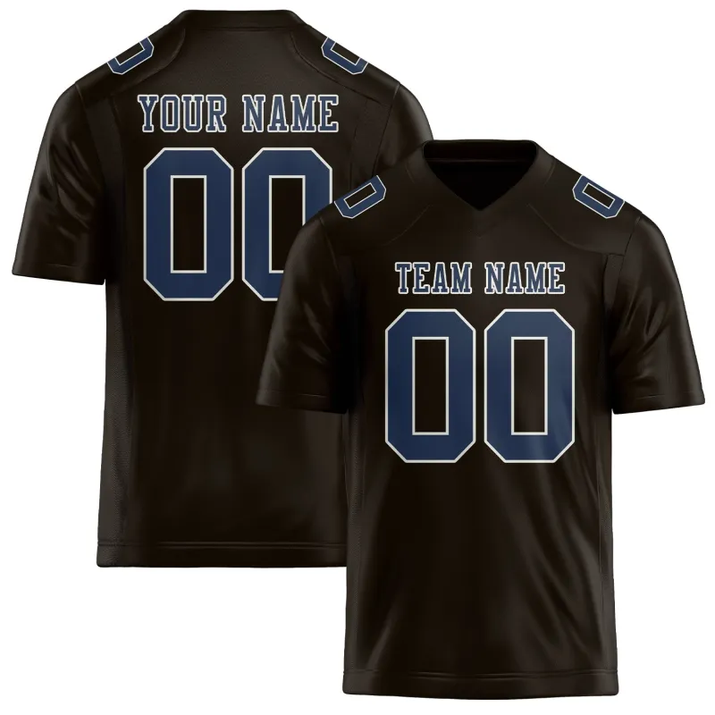 Custom Brown Blue Football Jersey made by Tailorly