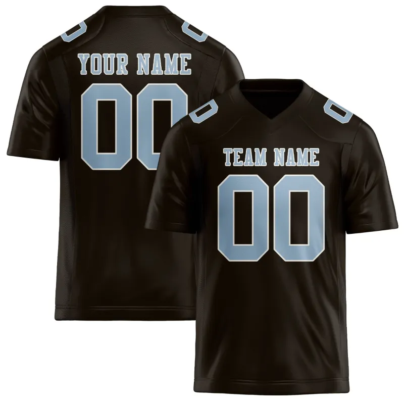 Custom Brown Light Blue Football Jersey made by Tailorly