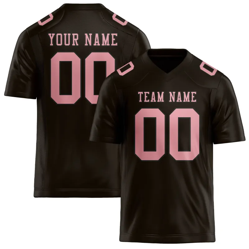 Custom Brown Light Pink Football Jersey made by Tailorly