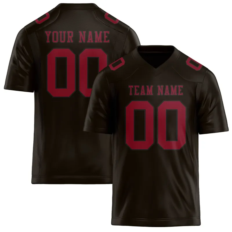 Custom Brown Crimson Red Football Jersey made by Tailorly