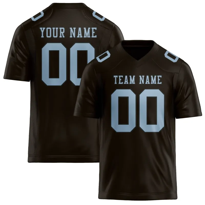 Custom Brown Light Blue Football Jersey made by Tailorly