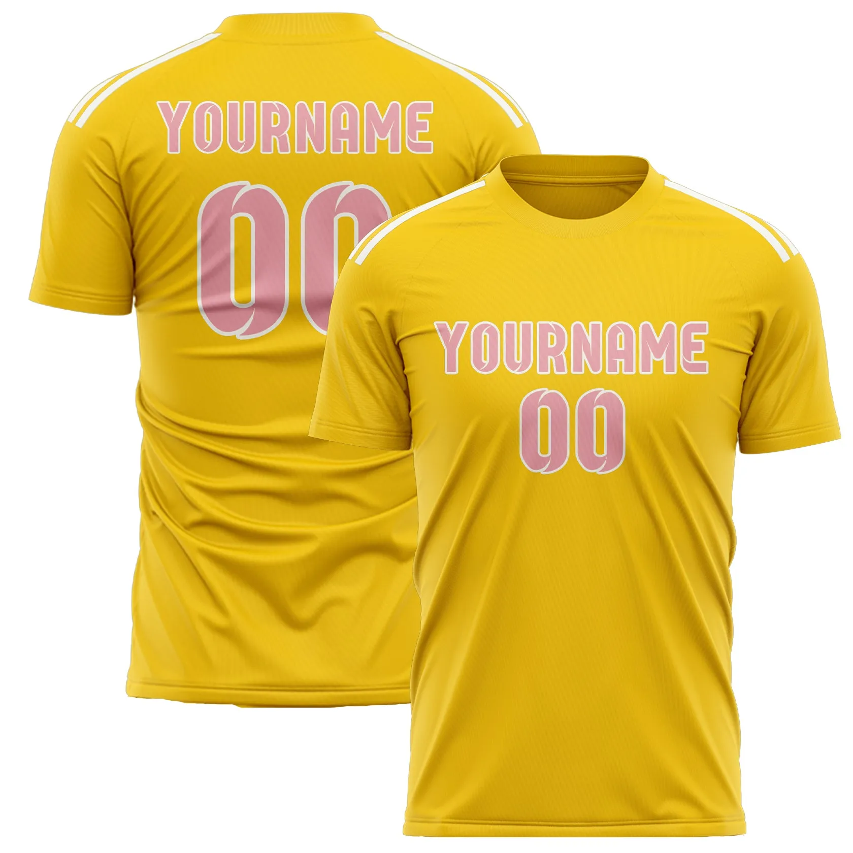 Custom Gold Light Pink Soccer Jersey sold by Tailorly