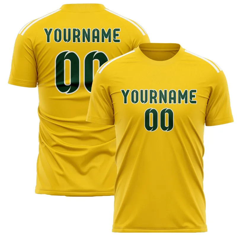 Custom Gold Green Soccer Jersey made by Tailorly