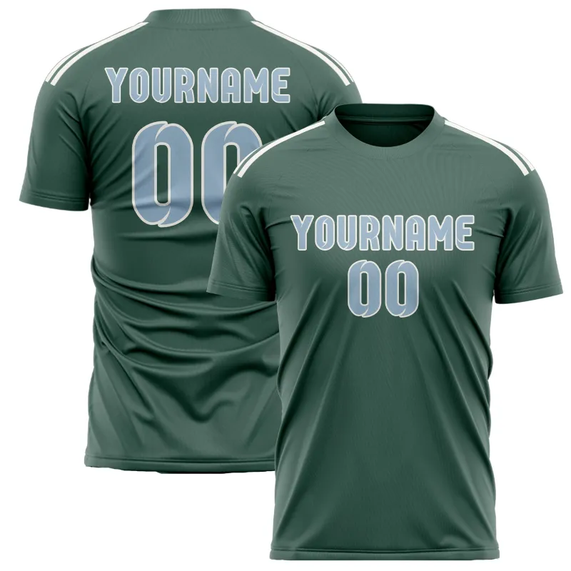Custom Blue Green Light Blue Soccer Jersey made by Tailorly