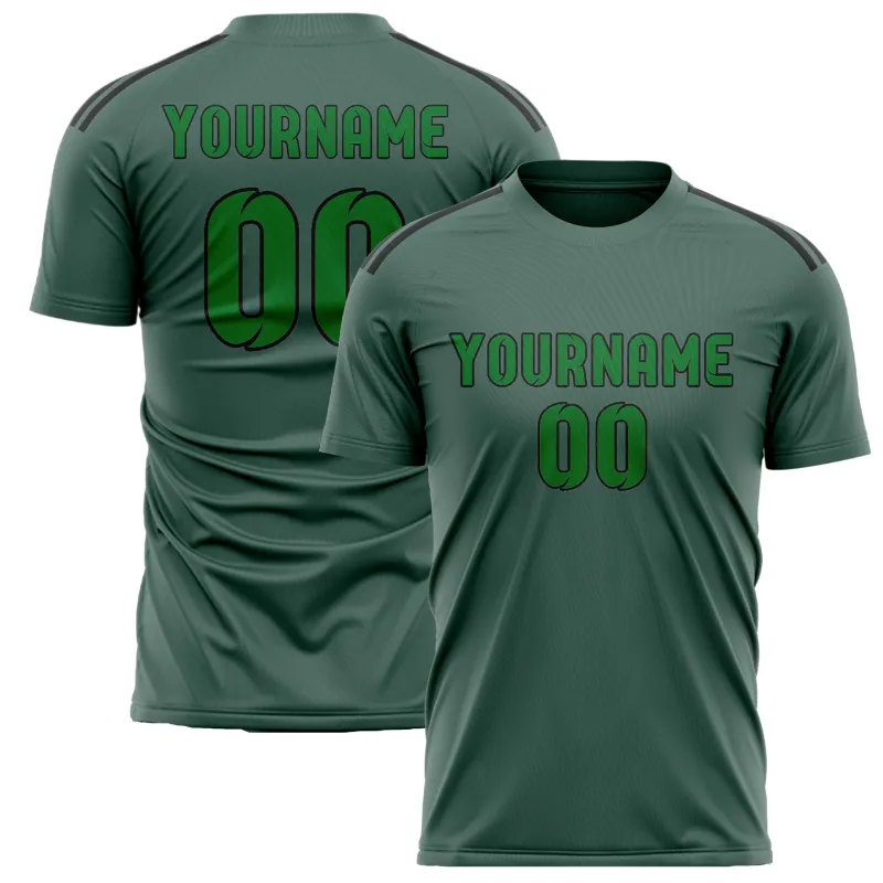 Custom Blue Green Emerald Green Soccer Jersey made by Tailorly