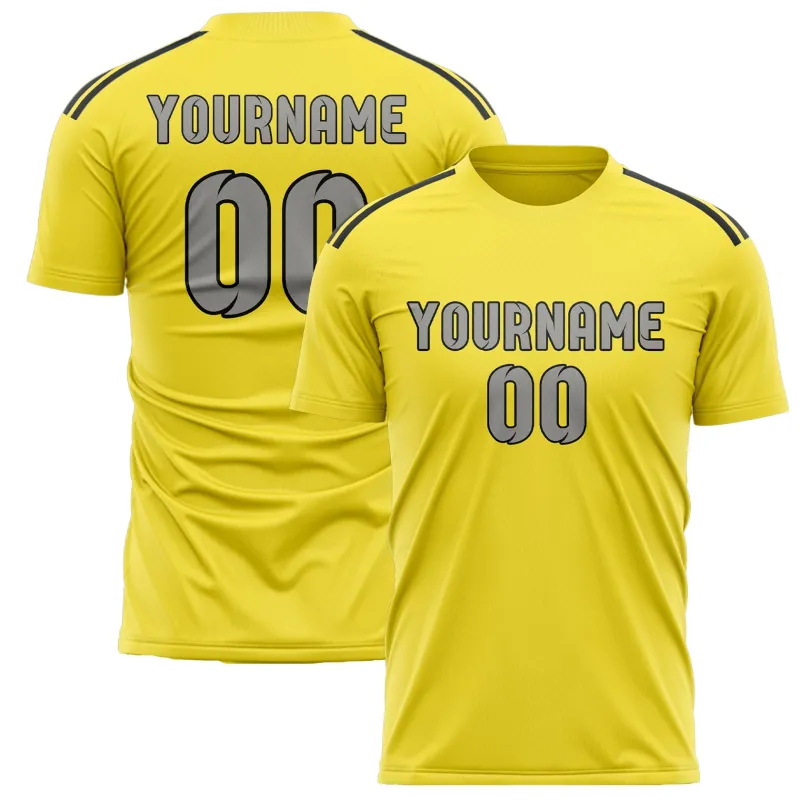 Custom Light Yellow Gray Soccer Jersey made by Tailorly