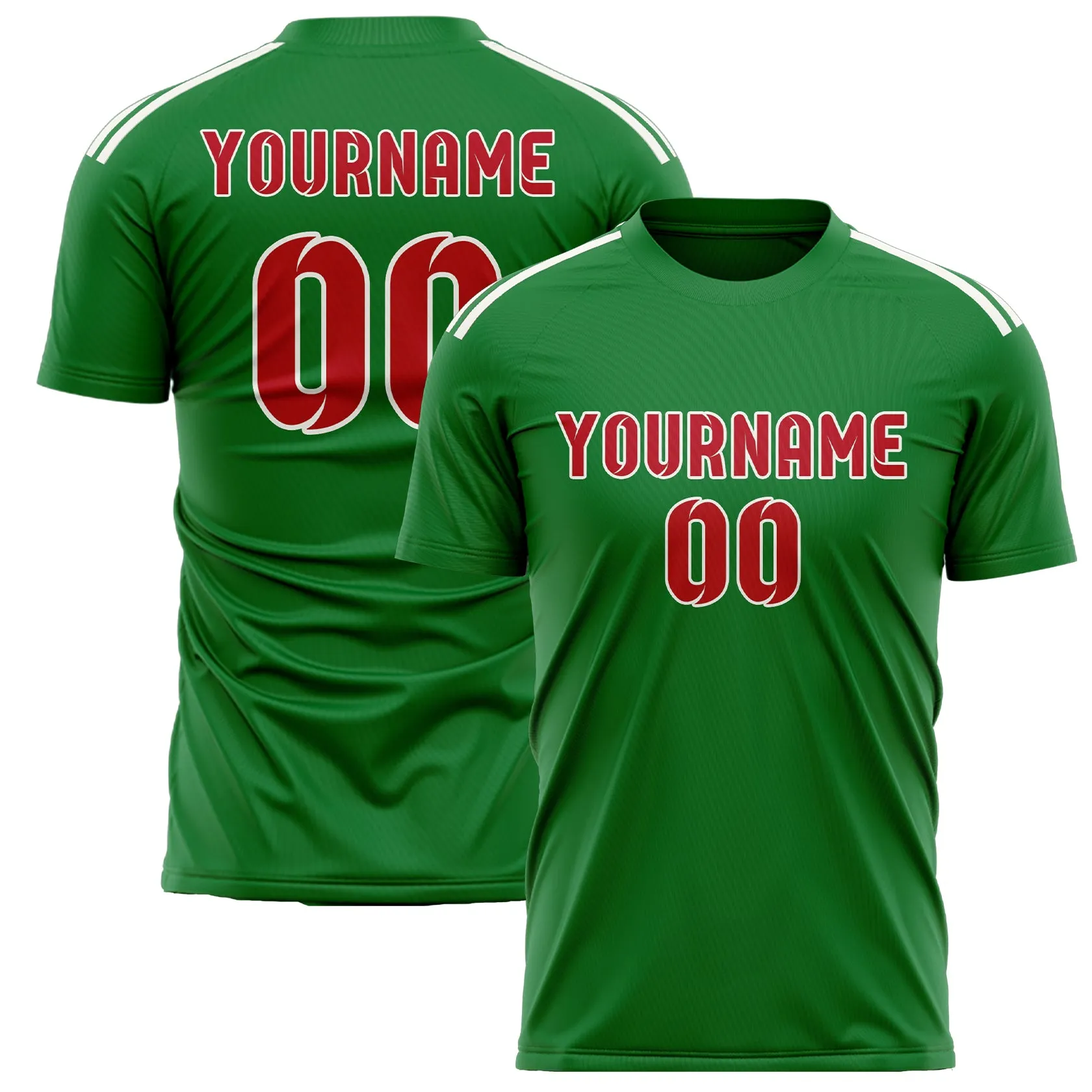 Custom Emerald Green Red Soccer Jersey sold by Tailorly