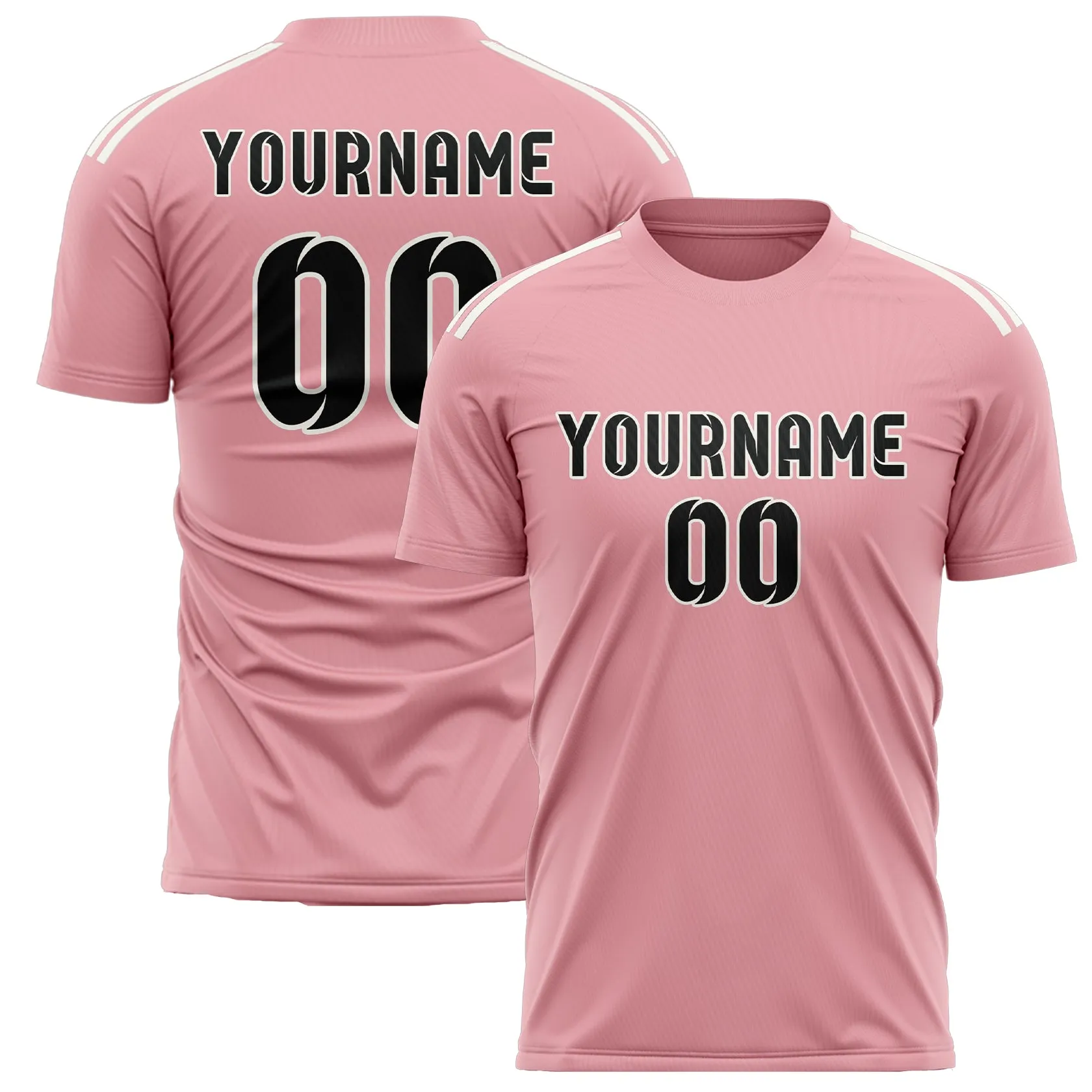 Custom Light Pink Black Soccer Jersey sold by Tailorly
